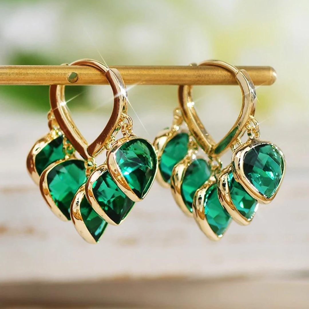 Grüne Gold Blatt Ohrringe