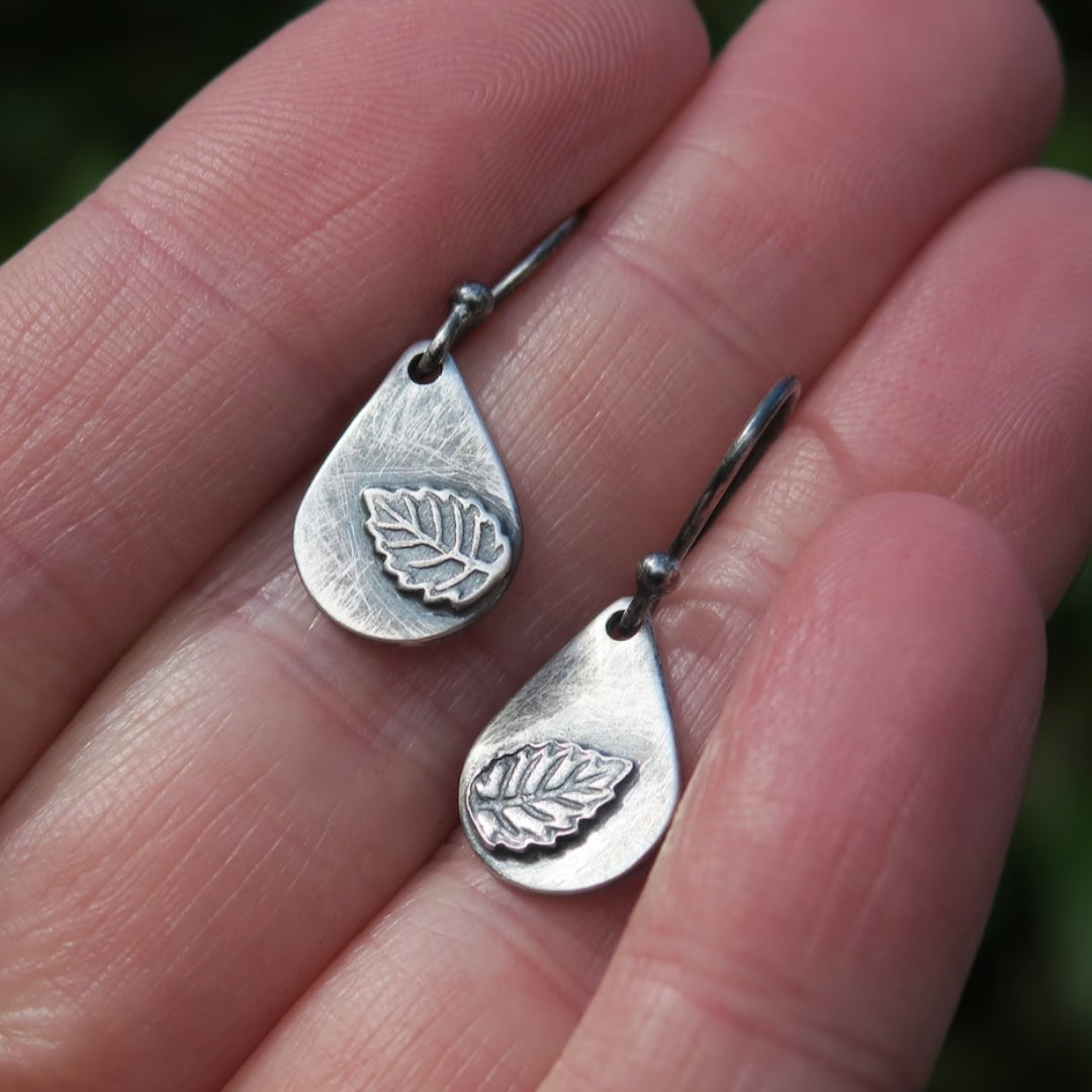 Silber Blatt Ohrringe