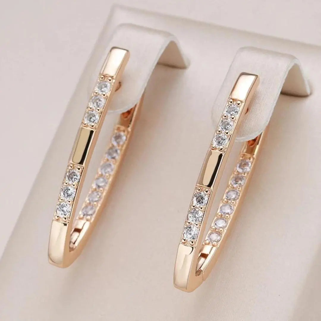 Élégantes boucles d'oreilles avec pierres en zircon