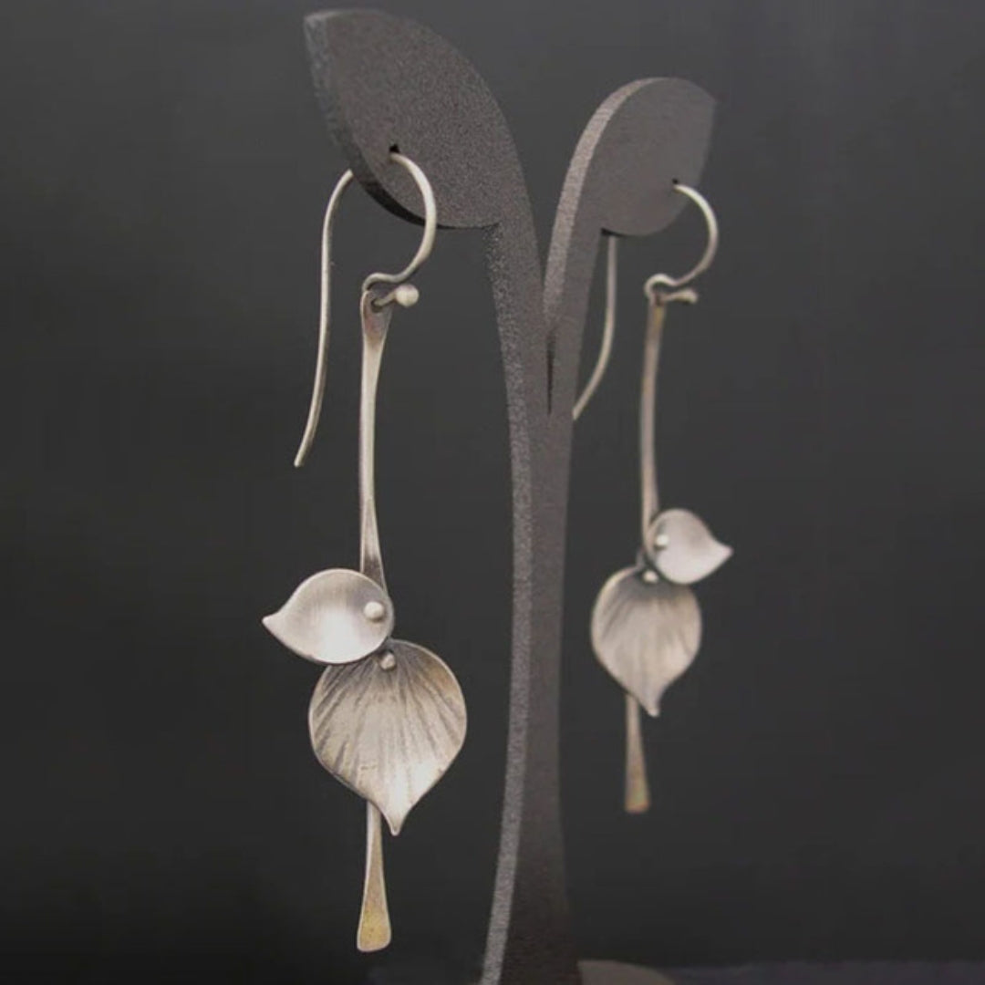 Silber Blatt Boho Ohrringe