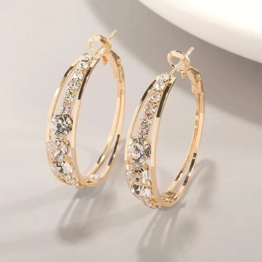 Elegante Glitzer-Ohrringe (Creolen) in Gold