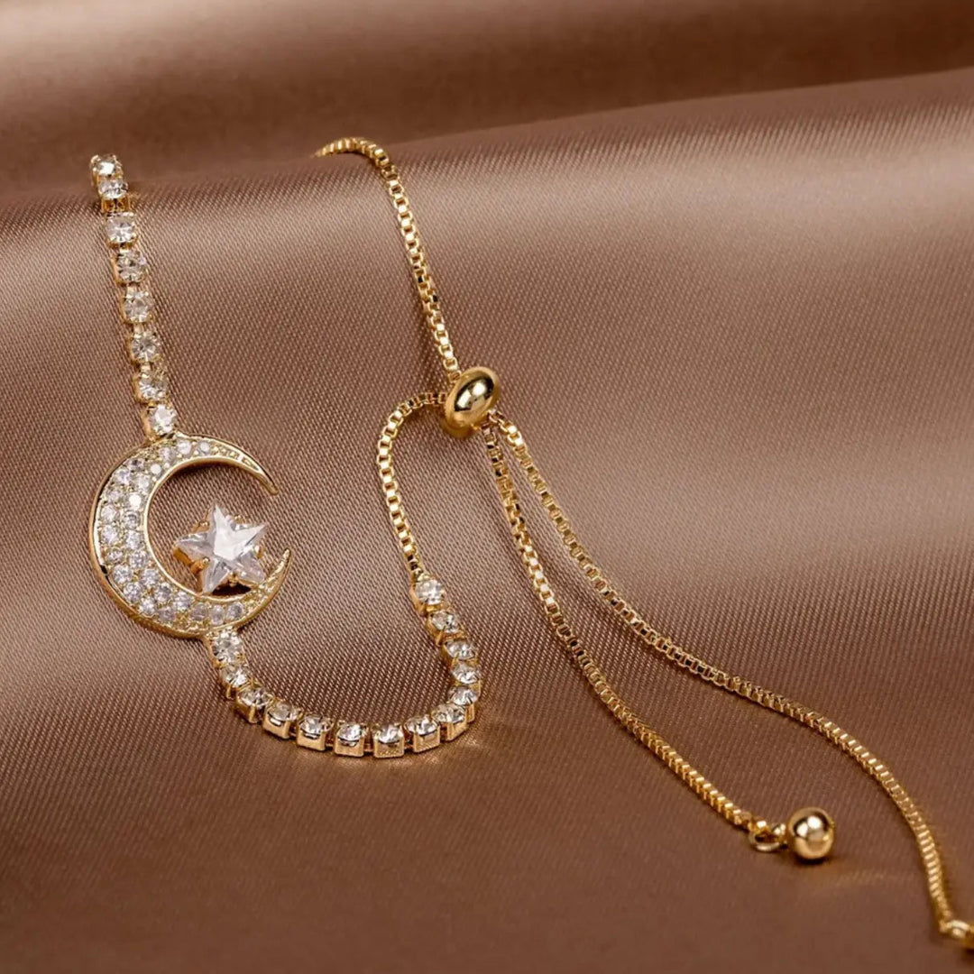 Armband mit Maanhanger aus Zirkonium und Gold