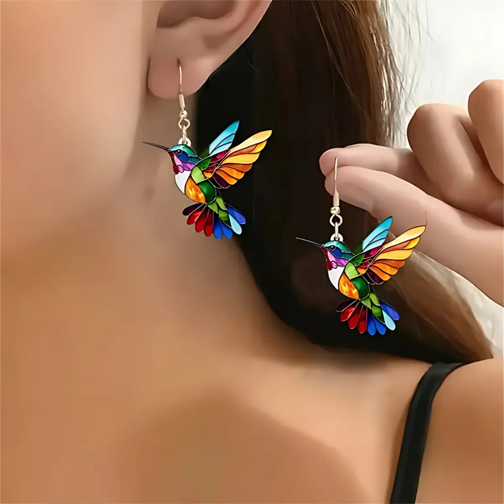 Schöner Kolibri Halskette mit Ohrringen Geschenk