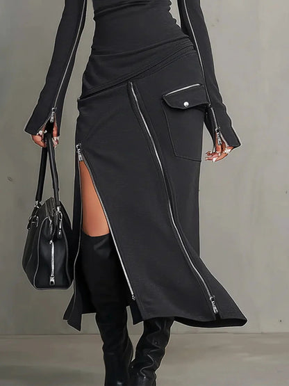 Rollkragenpullover mit Rollkragen und Reissverschluss und Taschen - Ansicht 4