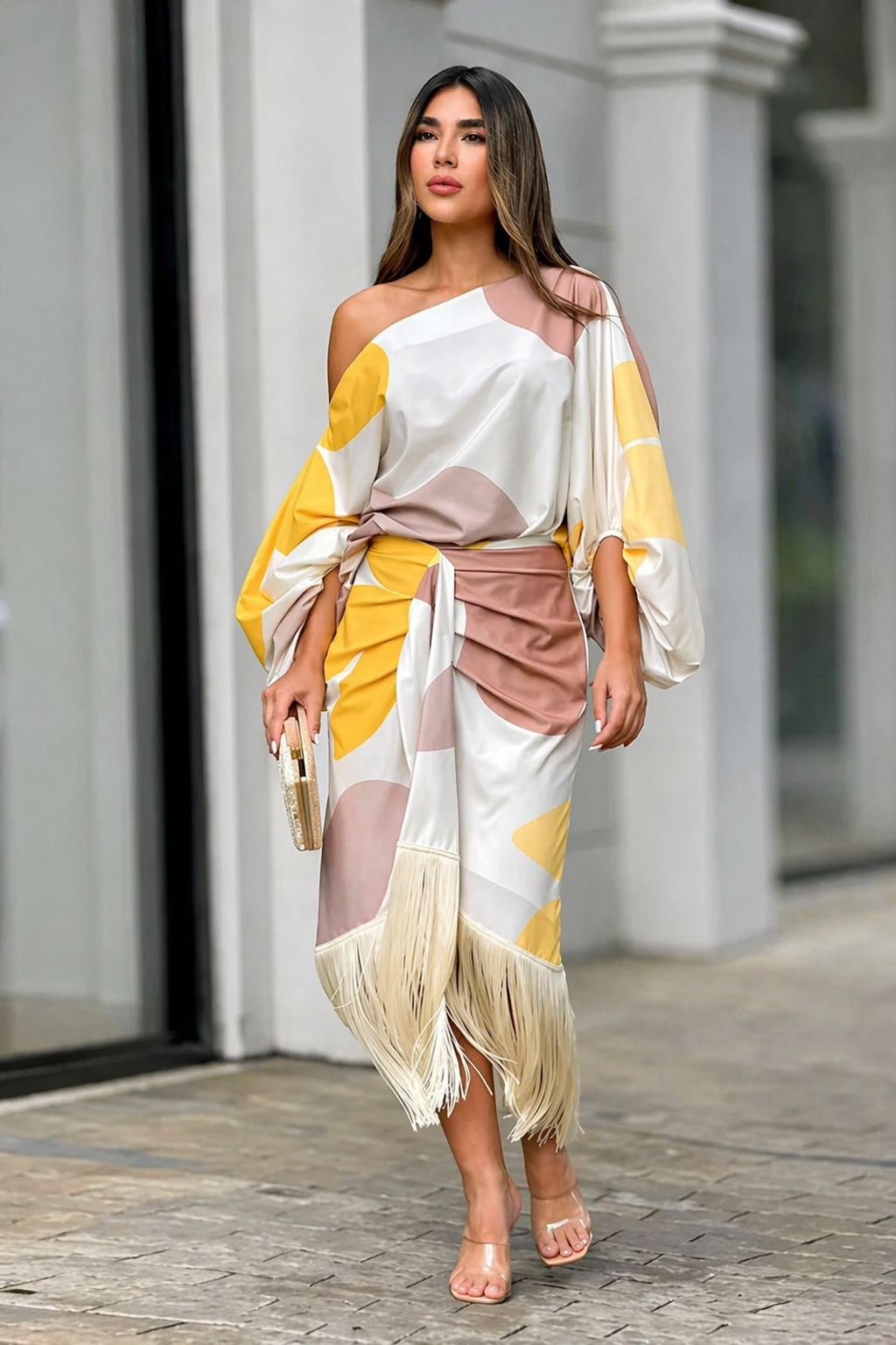 Kleid mit Fransen in Weiss - Ansicht 2
