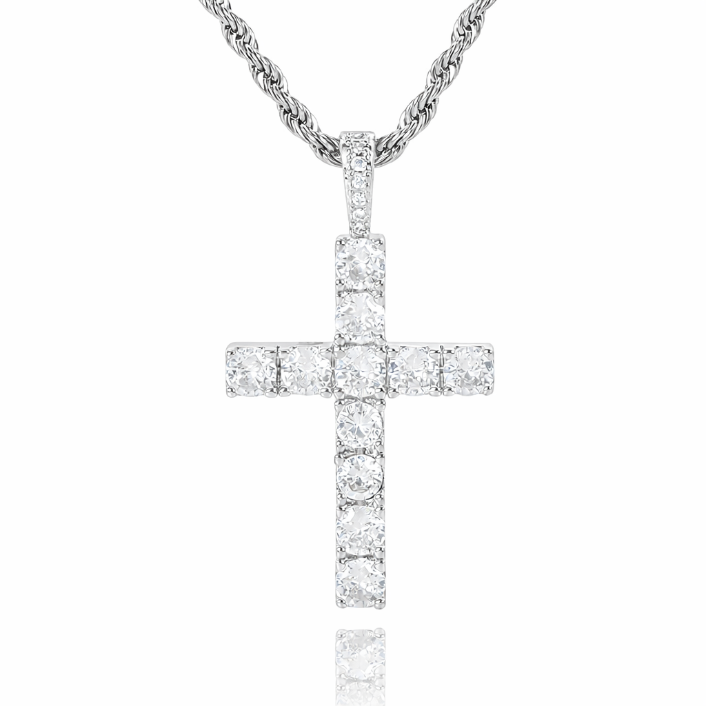 Kreuz Halskette | Weißgold