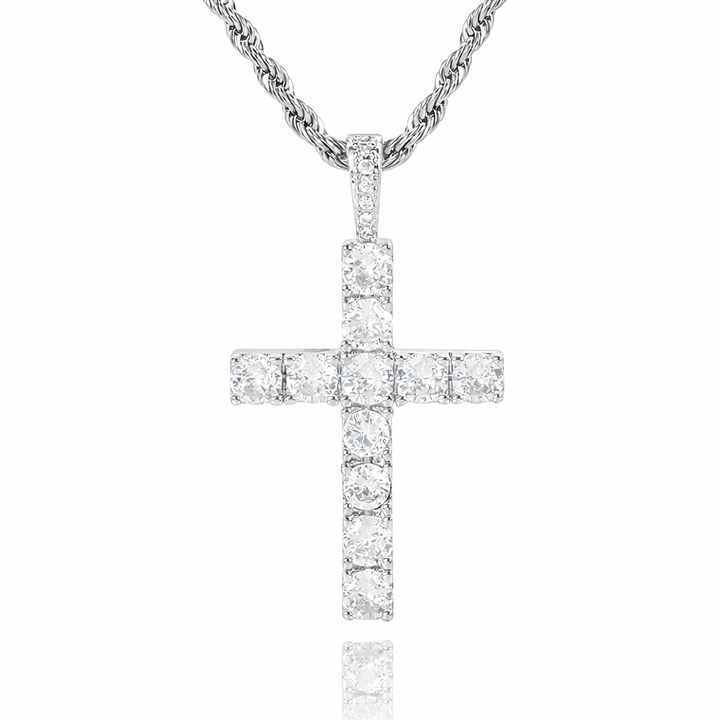 Kreuz Halskette | Weißgold