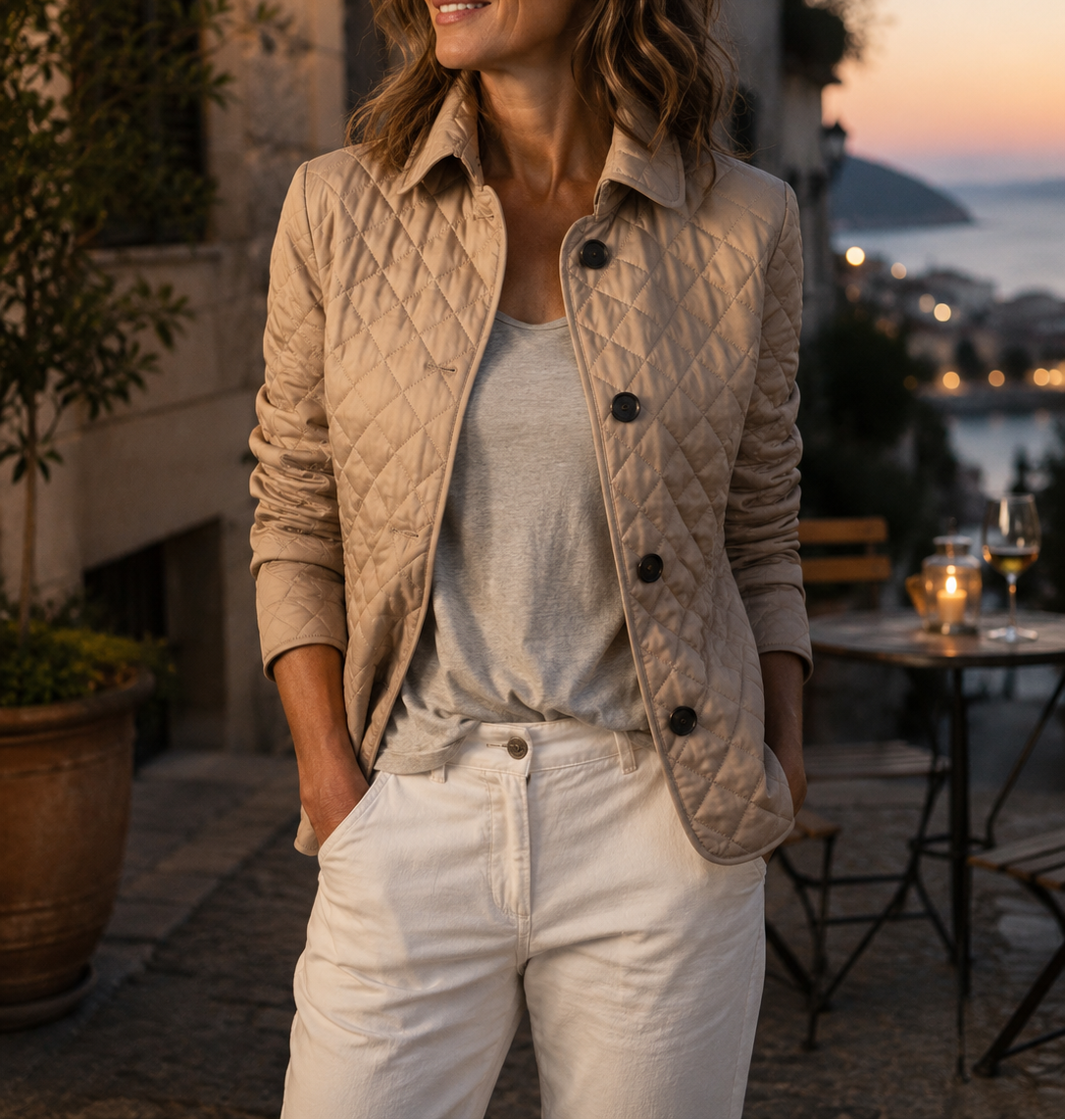 Steppjacke mit Steppung in Khaki - Ansicht 2
