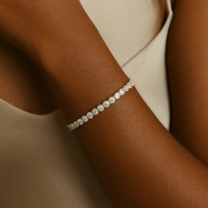 Goldenes Tennisarmband mit Moissanit