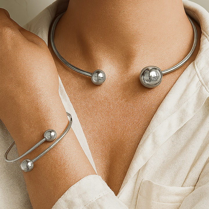 Halskette und Armband Minimalist Glow-Set | Gold