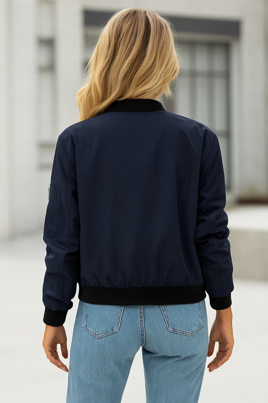 Blouson aus Strick mit Reissverschluss und Taschen und Langarm - Ansicht 2