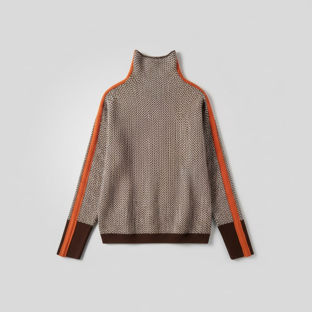 Rollkragenpullover aus Baumwolle mit Rollkragen und Streifenmuster - Ansicht 2