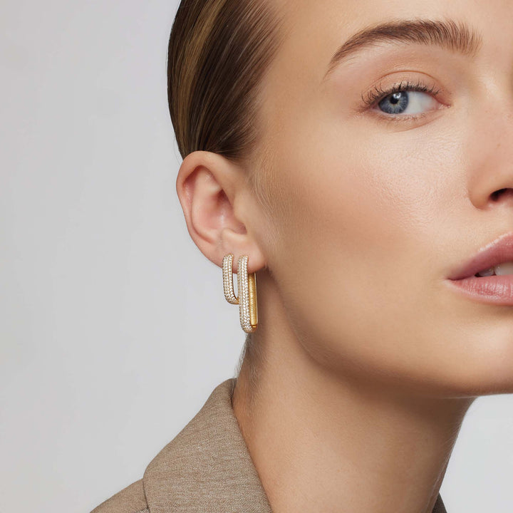 Kreis-Ohrringe Icon Pavé | Gold