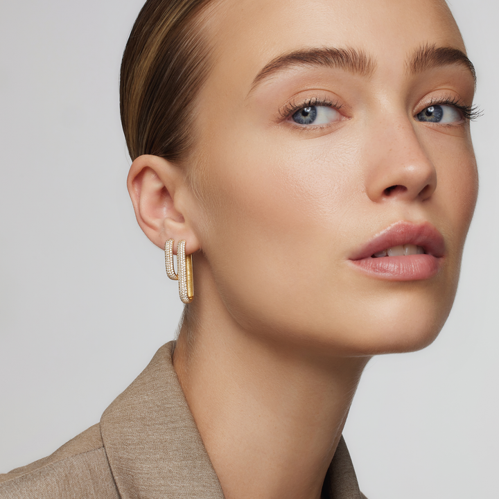 Kreis-Ohrringe Icon Pavé | Gold