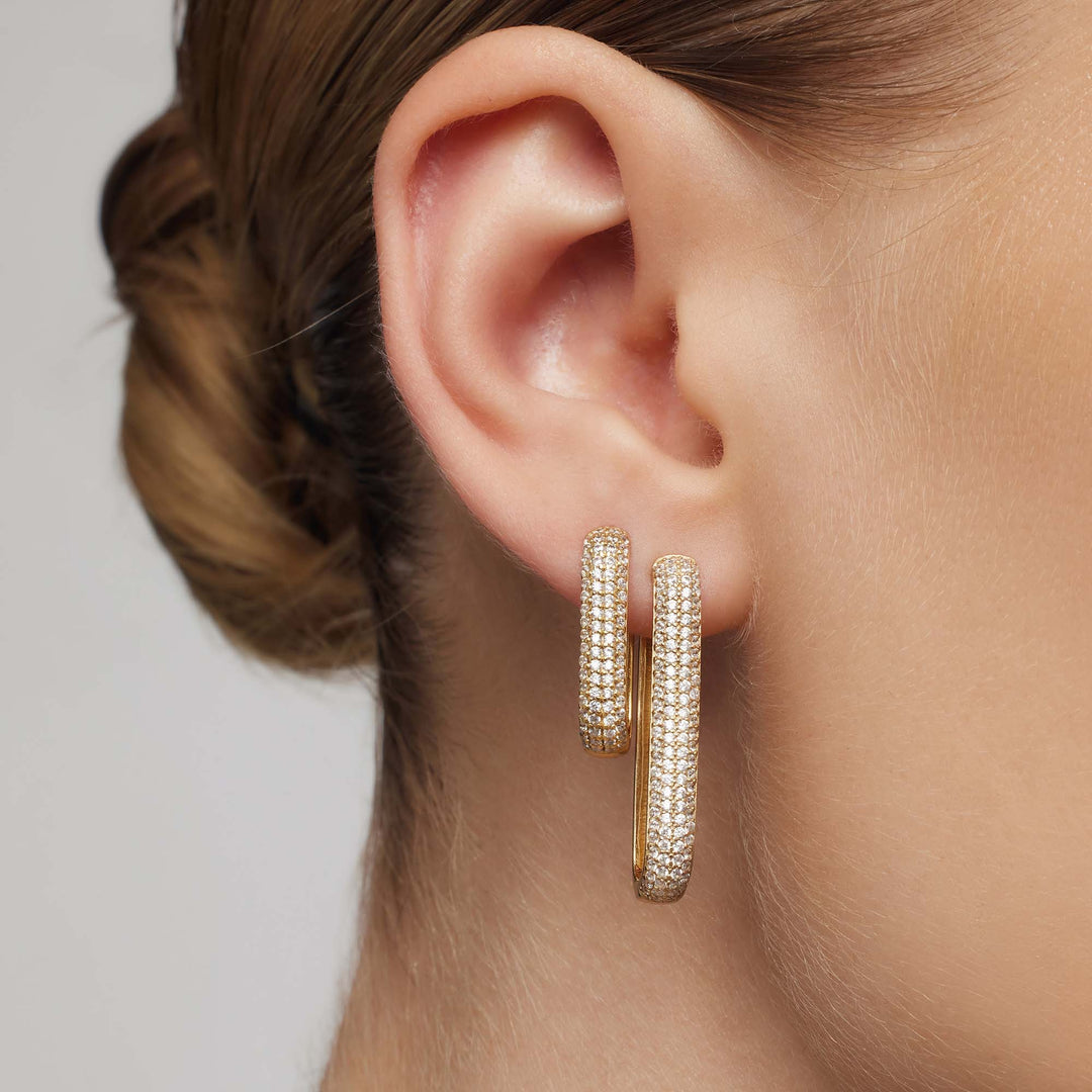 Kreis-Ohrringe Icon Pavé | Gold