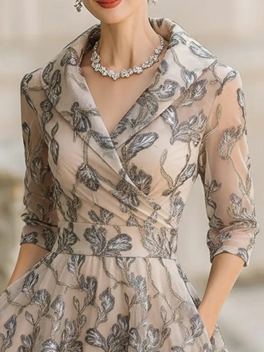Kleid mit Wickeloptik und Langarm in Midilänge - Ansicht 3