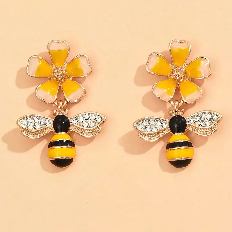 Biene und Sonnenblume Ohrringe