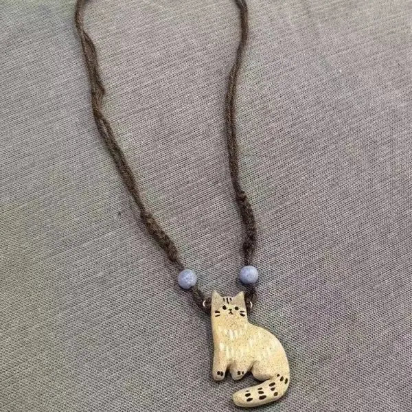 Vintage Katzen Stern Anhänger Halskette