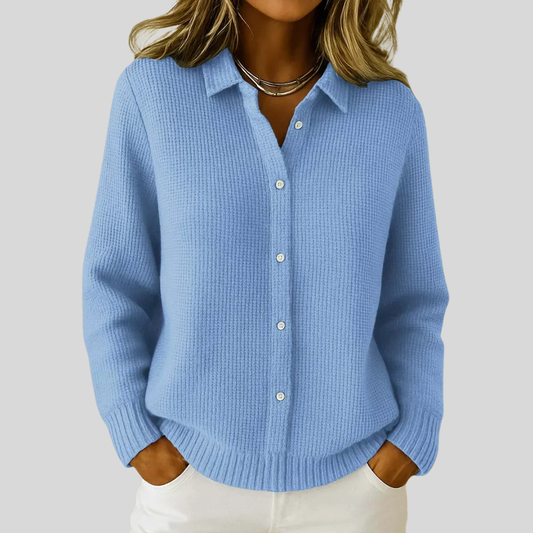 Strickjacke in Blau und Rosa