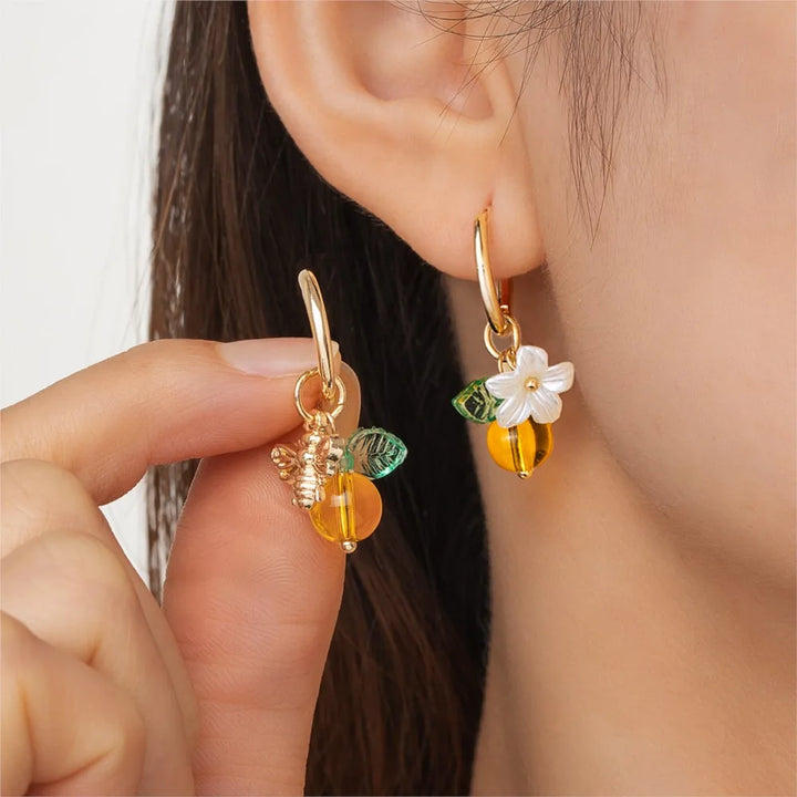 Orangenblüte Biene Ohrringe