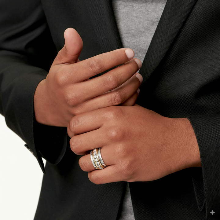 Vintage-Gold-Silber-Ring mit Zirkonias