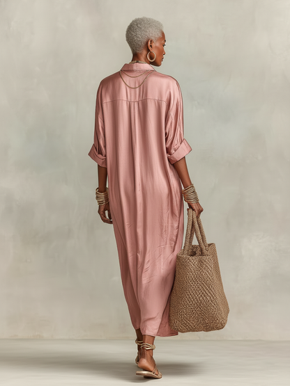 Maxikleid mit Hemdkragen und Kurzarm in kurzer Form - Ansicht 3