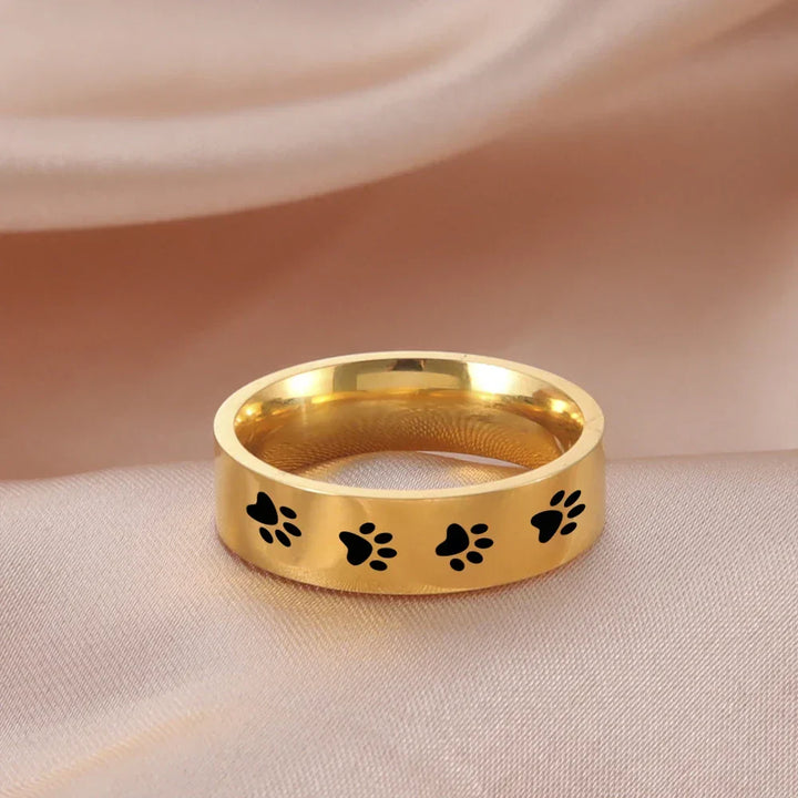 Handgefertigter Pfotenabdruck Ring in Edelstahl