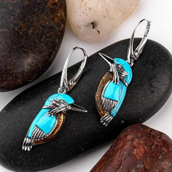 Blaue Kolibri Emaille Ohrringe