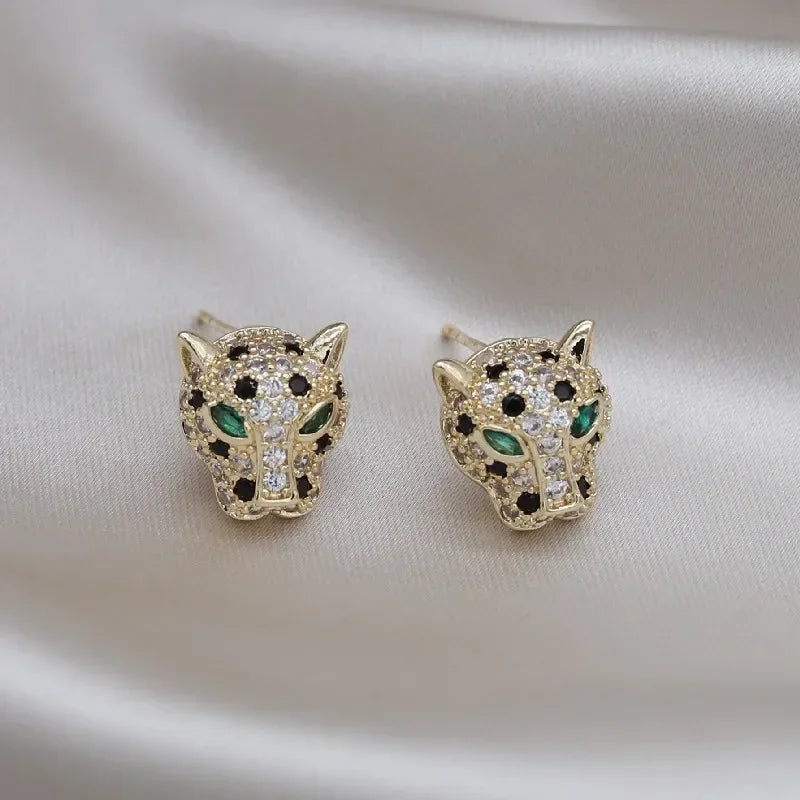 Bunter Leopard Kristall Statement Ohrringe