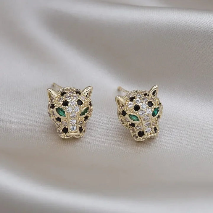 Bunter Leopard Kristall Statement Ohrringe