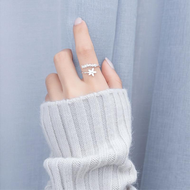 Verstellbarer 925 Silber und Handbemalter Emaille Wildblumen Ring