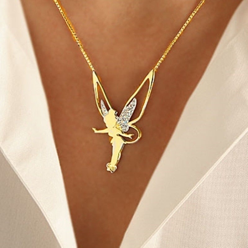 Goldene Halskette mit Feenanhänger