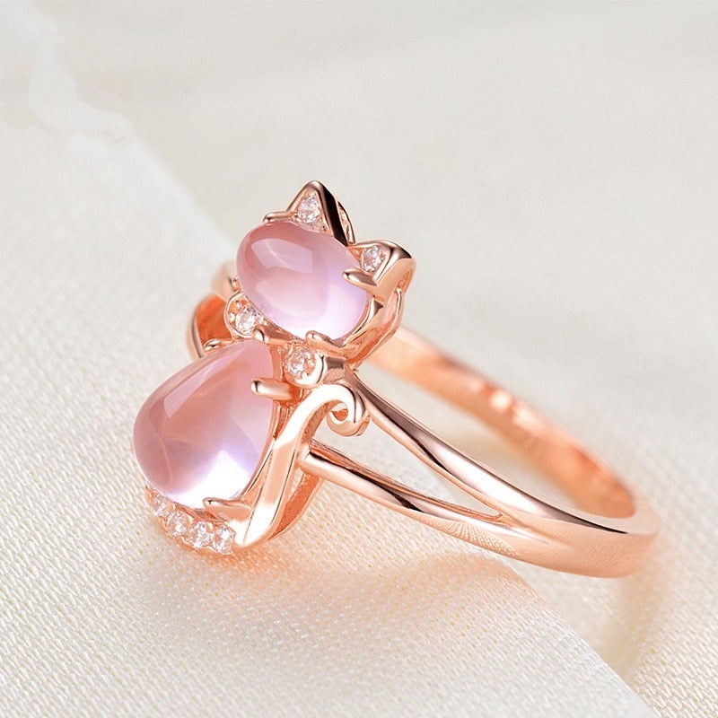 Katzen Ring in Roségold