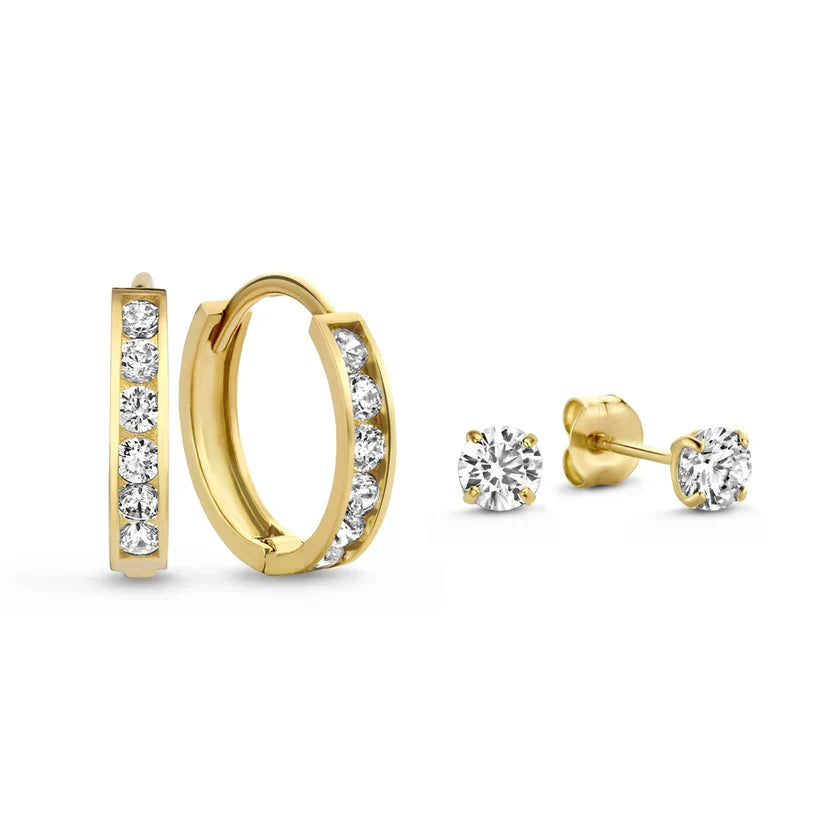 Set de boucles d'oreilles Dara Brillane Stein | Or blanc