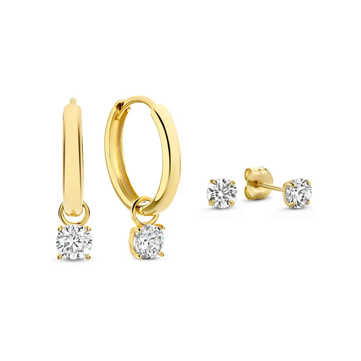 Stein-Ohrringe-Set Larmes de Lune | Gold