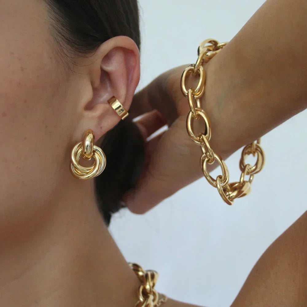 Statement Ohrringe Verflochten | Gold