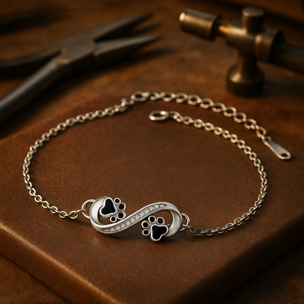 Unendlich Symbol Pfoten Armband mit Zirkonia