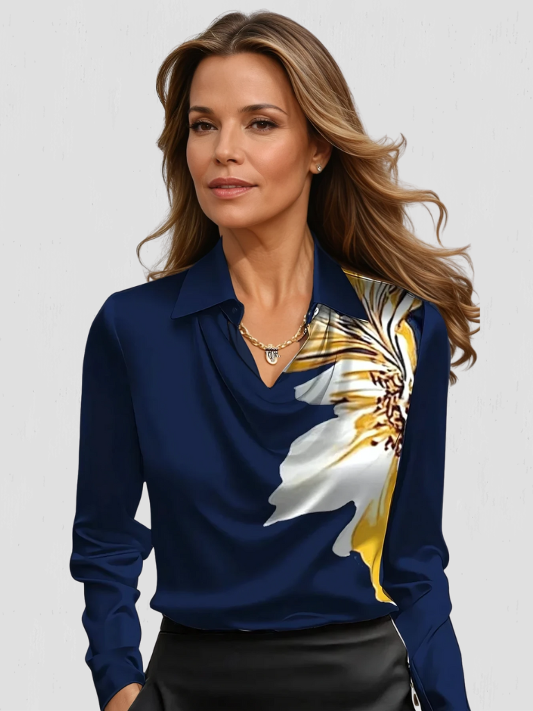 Bluse aus Satin in Champagne - Ansicht 3