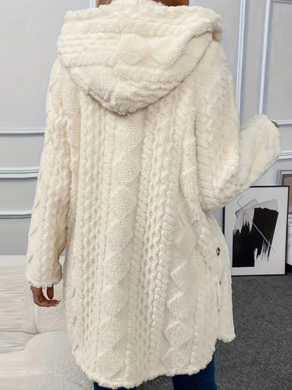 Strickjacke mit Kapuze in Creme - Ansicht 3