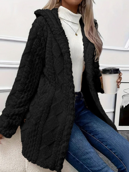 Strickjacke mit Kapuze in Creme - Ansicht 8
