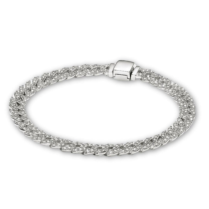 Pave Cuban Armband | Weißgold
