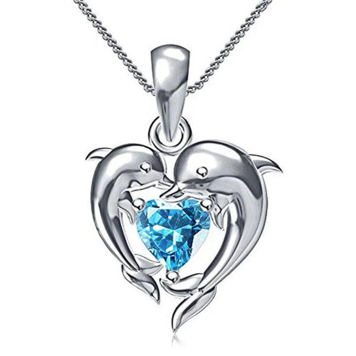 Delfin Liebe blaues Herz Halskette