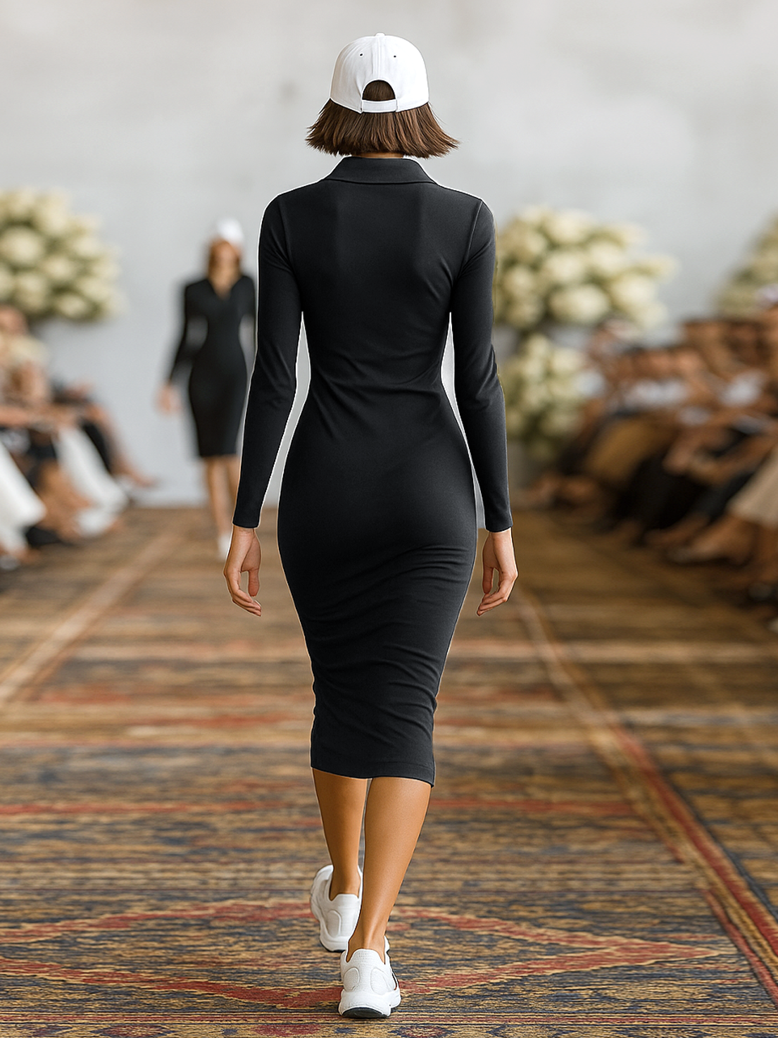 Midikleid aus Baumwolle mit Reverskragen und Reissverschluss - Ansicht 5