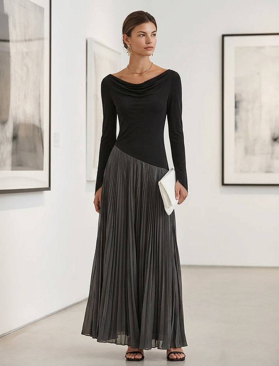 Maxikleid mit Falten und Langarm - Ansicht 3