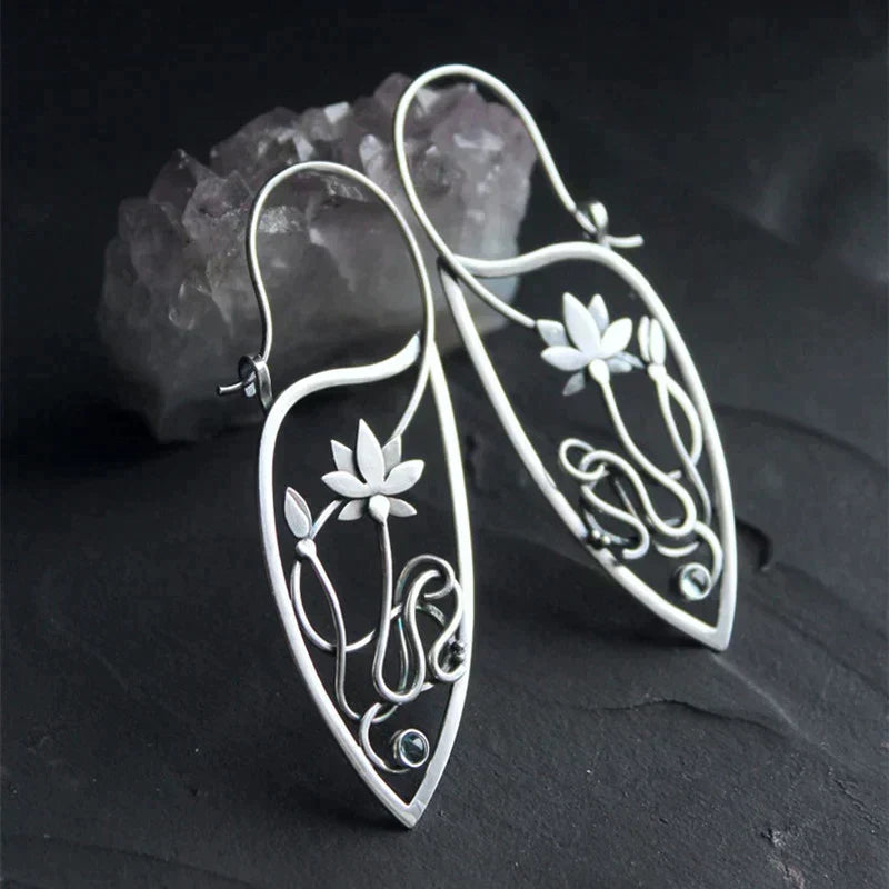 Lotusblumen-Ohrringe aus Sterlingsilber