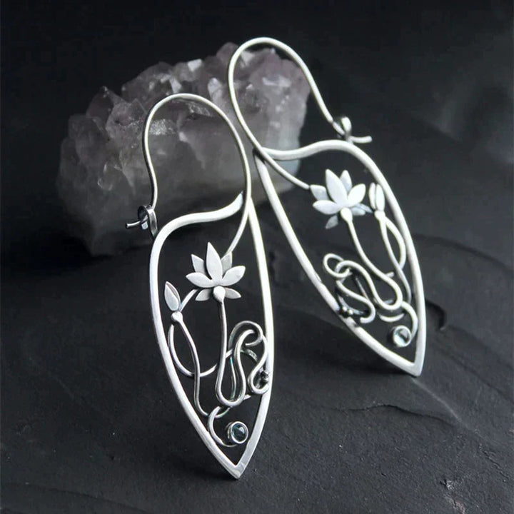 Lotusblumen-Ohrringe aus Sterlingsilber