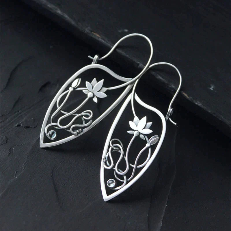 Lotusblumen-Ohrringe aus Sterlingsilber