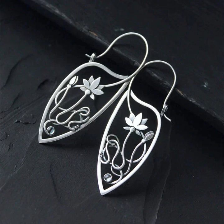 Lotusblumen-Ohrringe aus Sterlingsilber