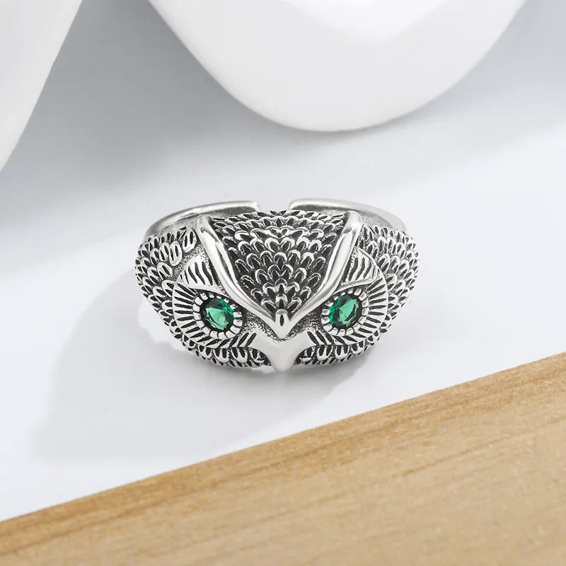 Eulen Ring in Sterlingsilber