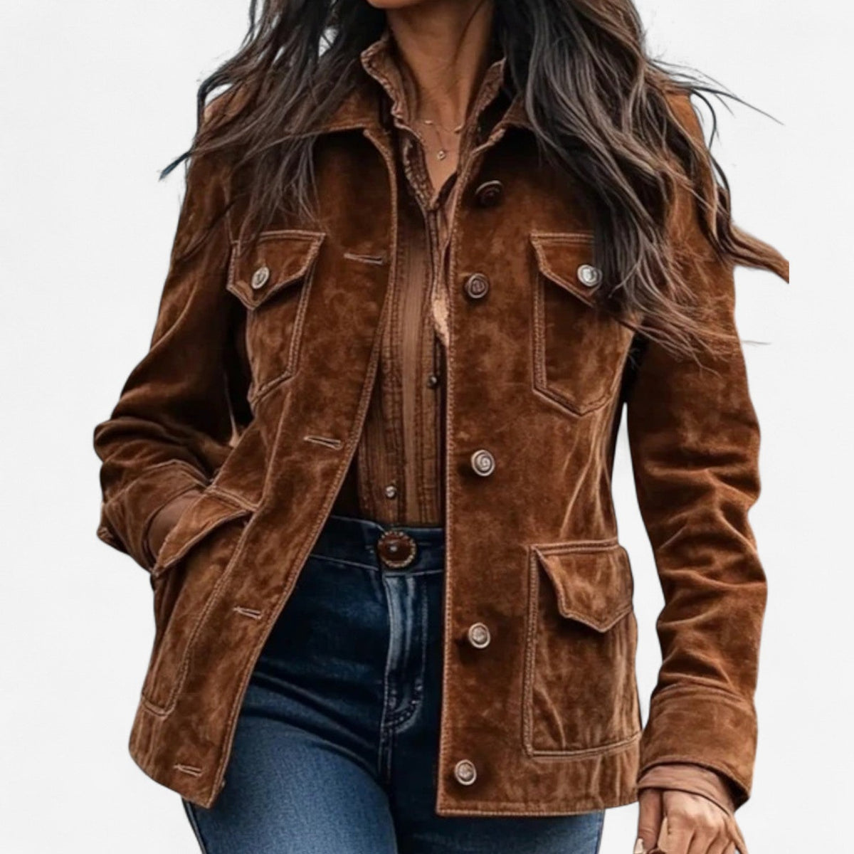 Jacke mit Knopfleiste in Braun